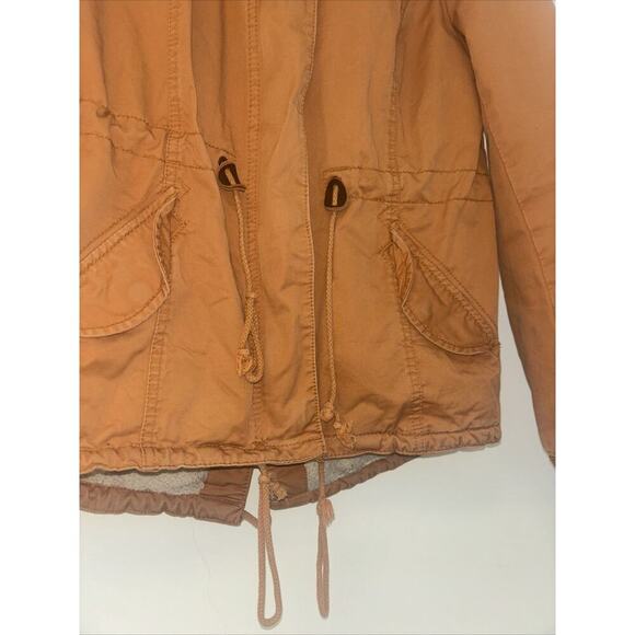 H&M Divided Orange Faux Fur Pile-lined Parka Womens Sz Sm Fisherman Outdoor Gorp - Picture 2 of 7